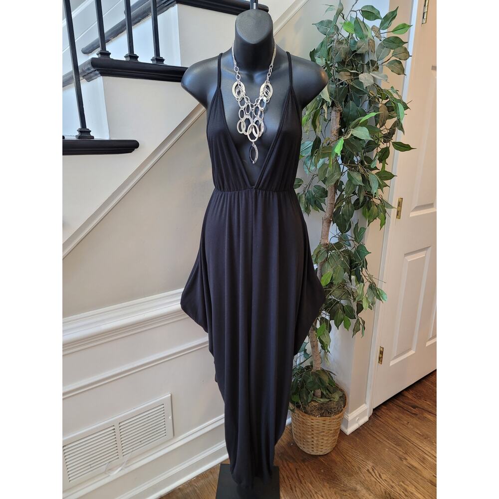 Kaylee Kollection Halter Jumpsuit Women's Size Large Black Spaghetti Strap